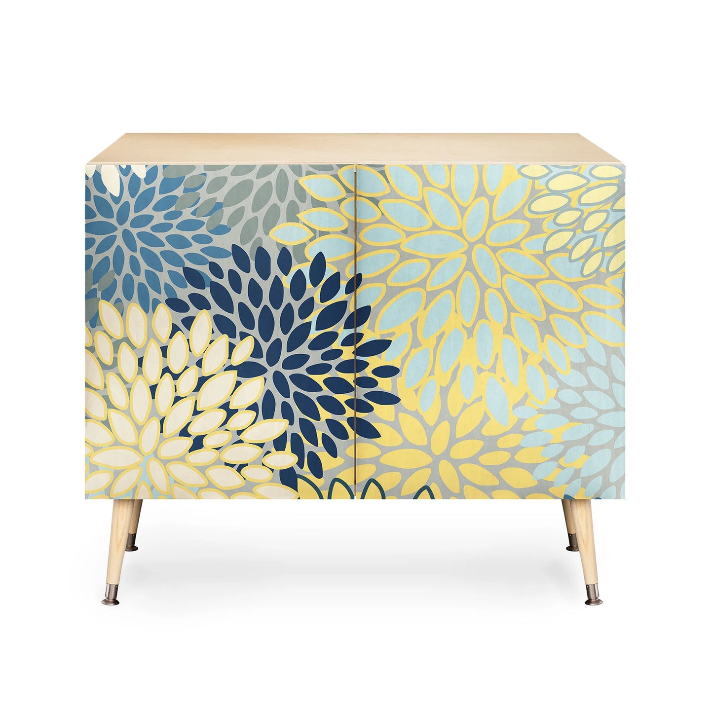 Megan morris yellow gray blue credenza cabinet