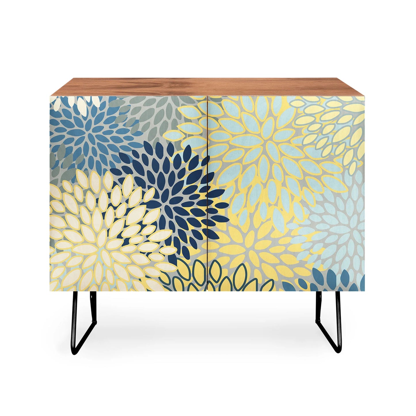 Megan morris yellow gray blue credenza cabinet