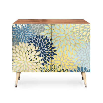 Megan morris yellow gray blue credenza cabinet