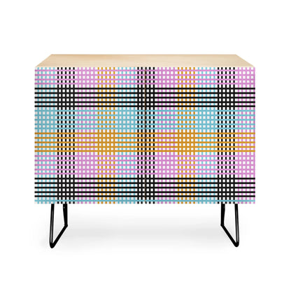 Mirimo multicolor gingham grid cabinet credenza