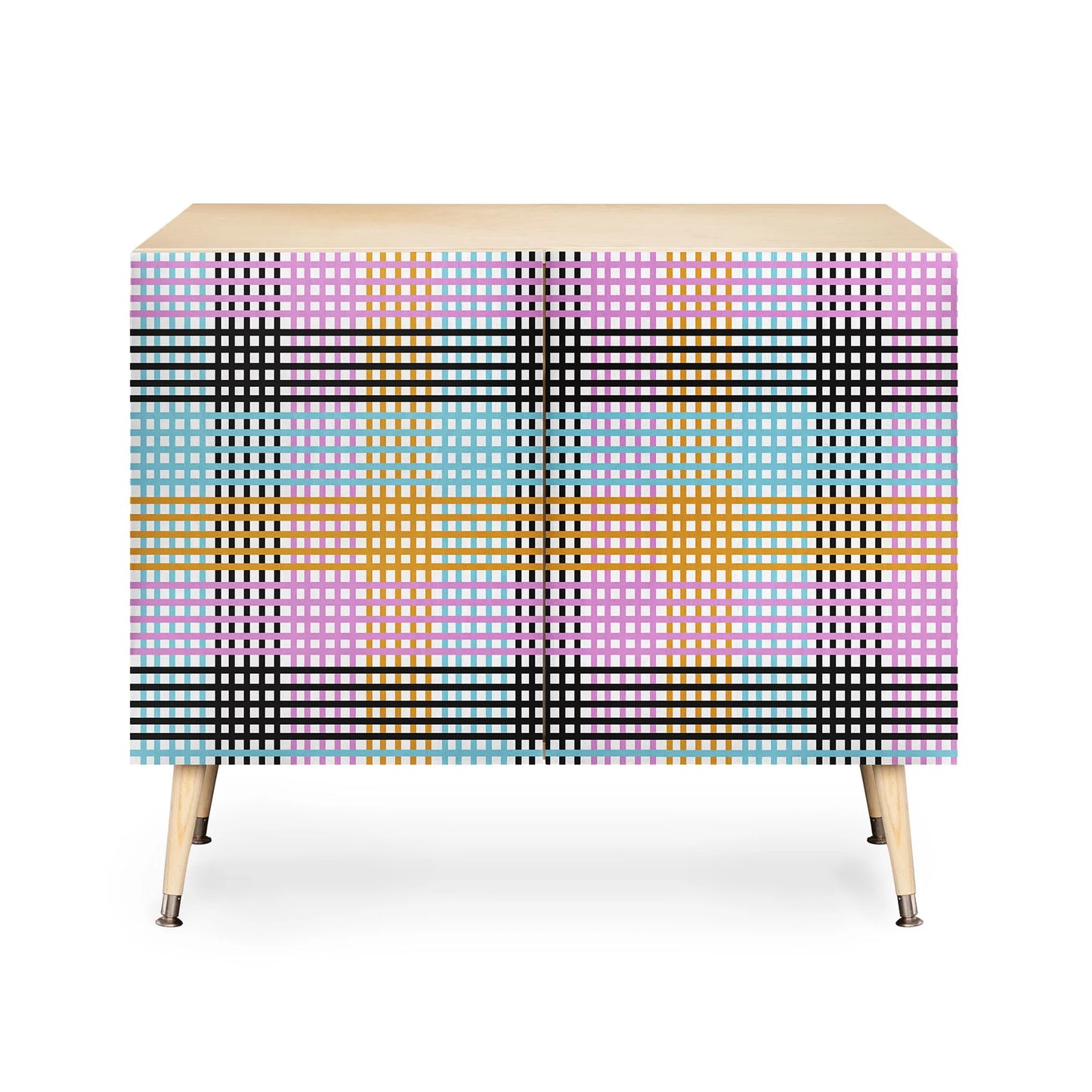 Mirimo multicolor gingham grid cabinet credenza