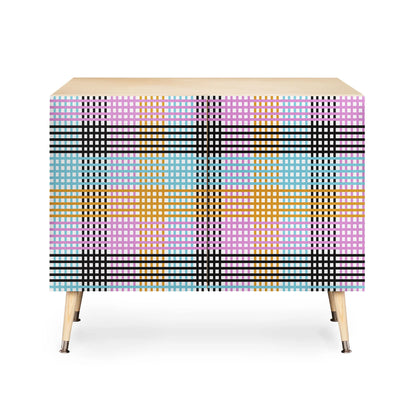 Mirimo multicolor gingham grid cabinet credenza