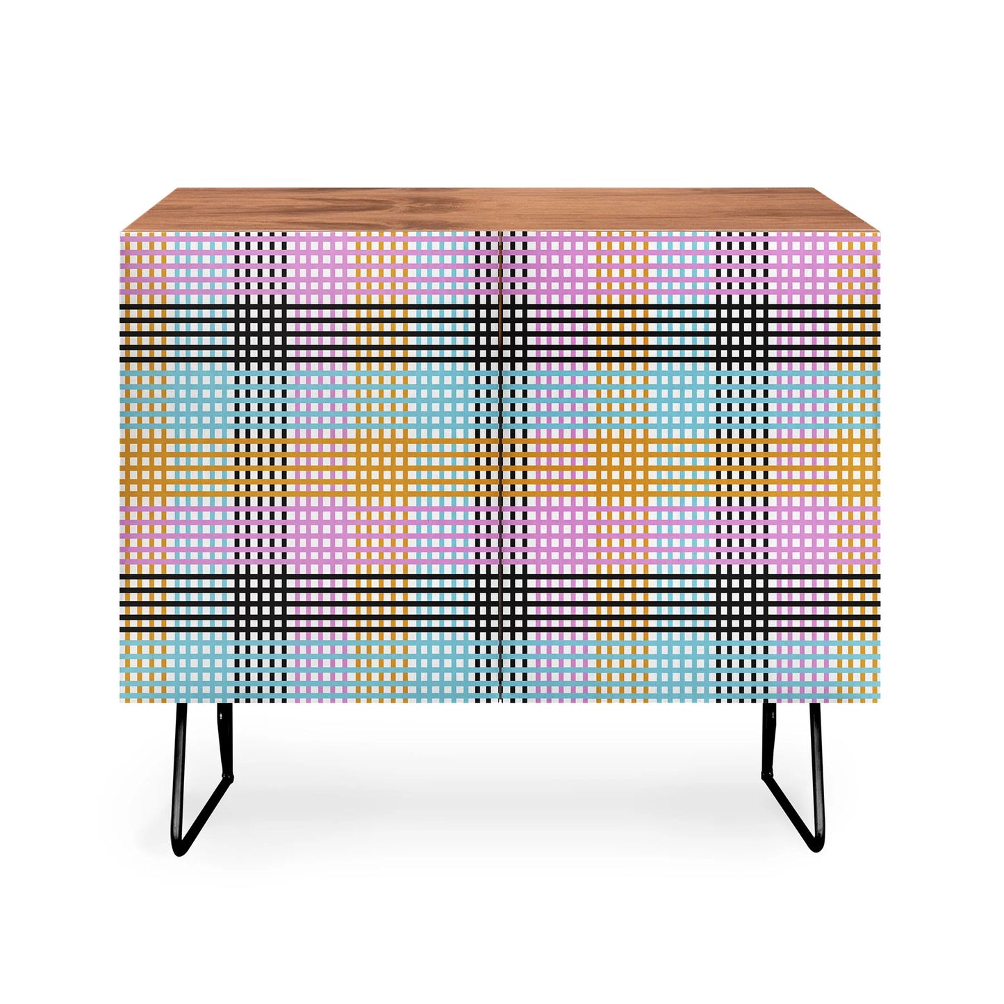 Mirimo multicolor gingham grid cabinet credenza