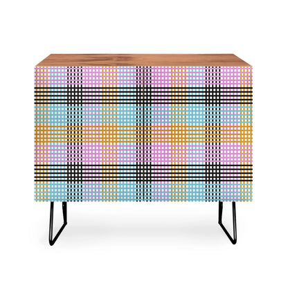 Mirimo multicolor gingham grid cabinet credenza