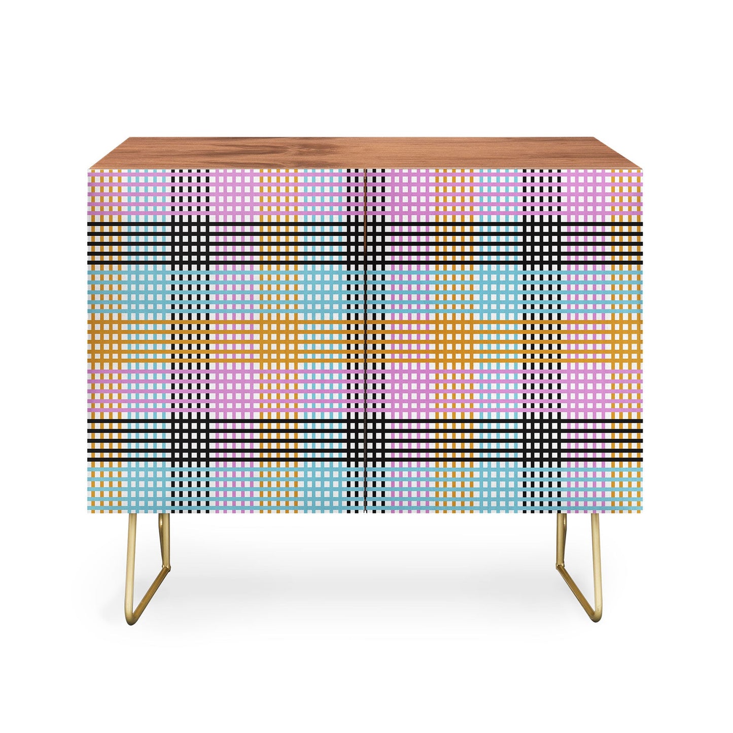Mirimo multicolor gingham grid cabinet credenza