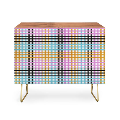 Mirimo multicolor gingham grid cabinet credenza