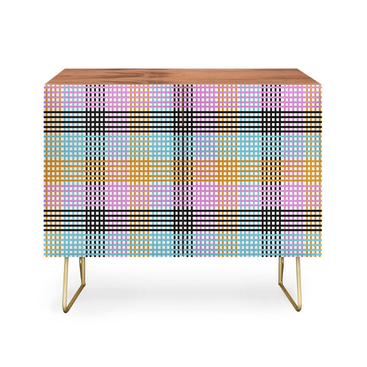 Mirimo multicolor gingham grid cabinet credenza