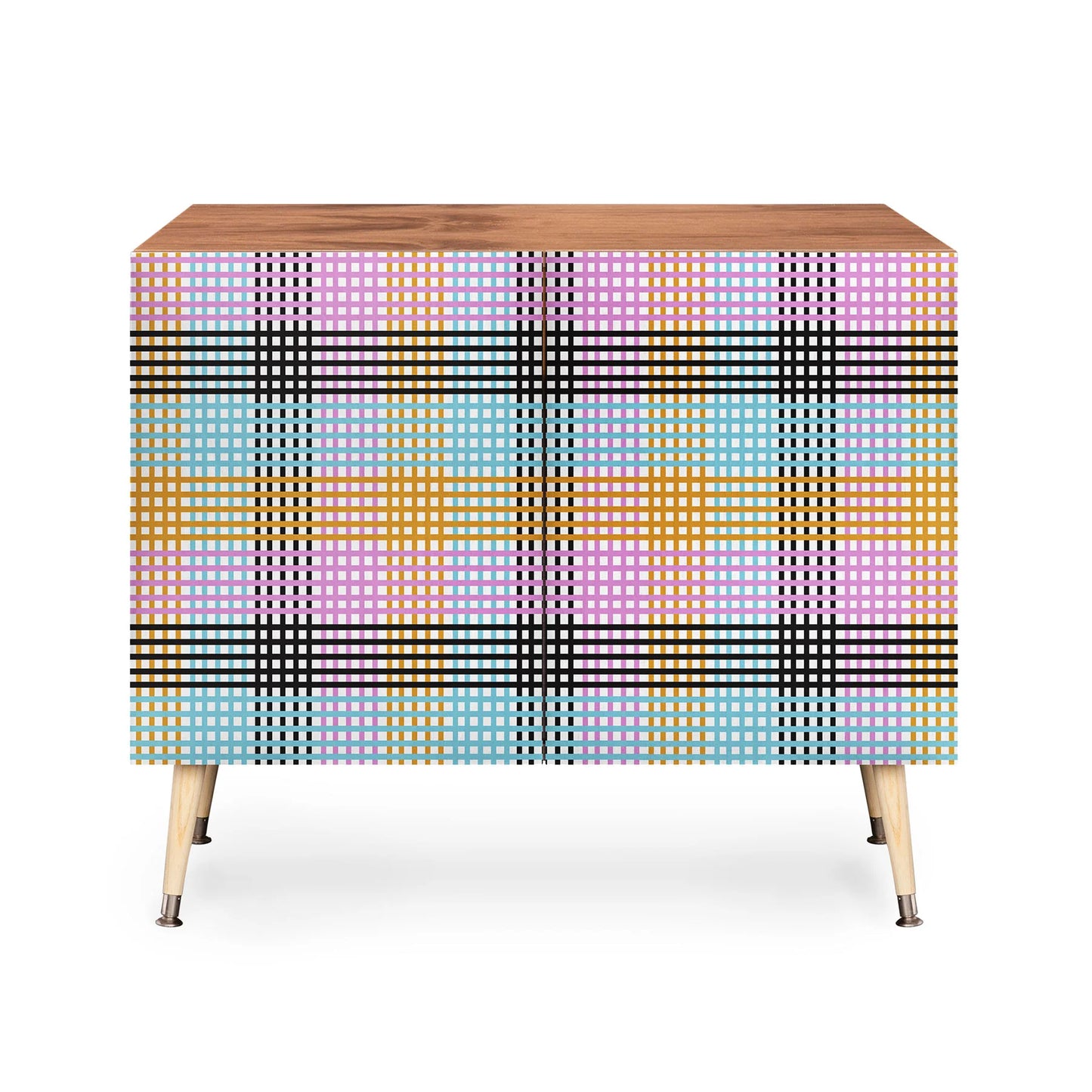 Mirimo multicolor gingham grid cabinet credenza
