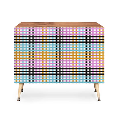 Mirimo multicolor gingham grid cabinet credenza
