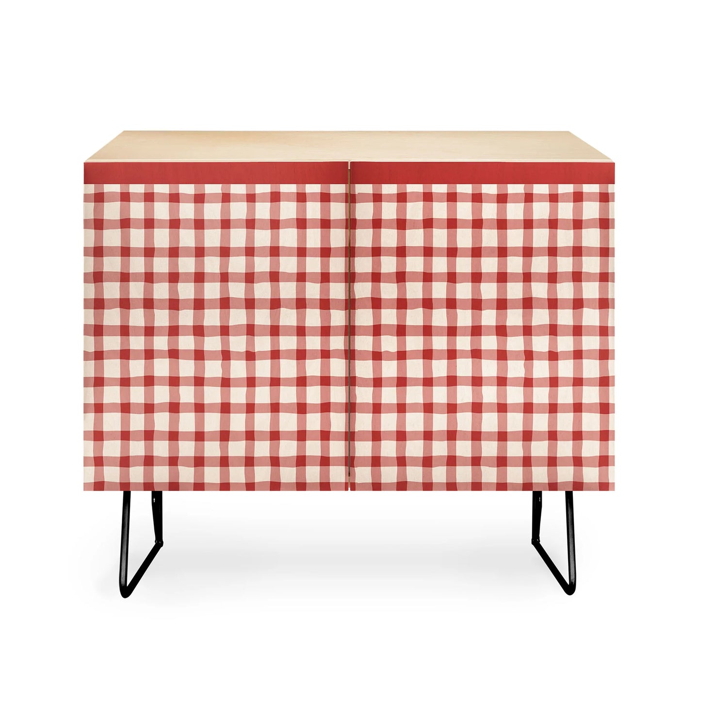 Mirimo organic gingham red cabinet credenza