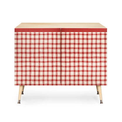 Mirimo organic gingham red cabinet credenza