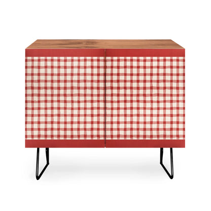 Mirimo organic gingham red cabinet credenza