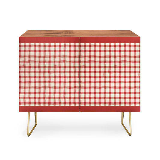 Mirimo organic gingham red cabinet credenza