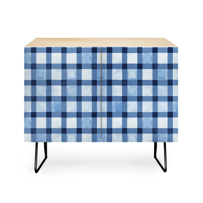 Ninola design checker navy blue cabinet credenza