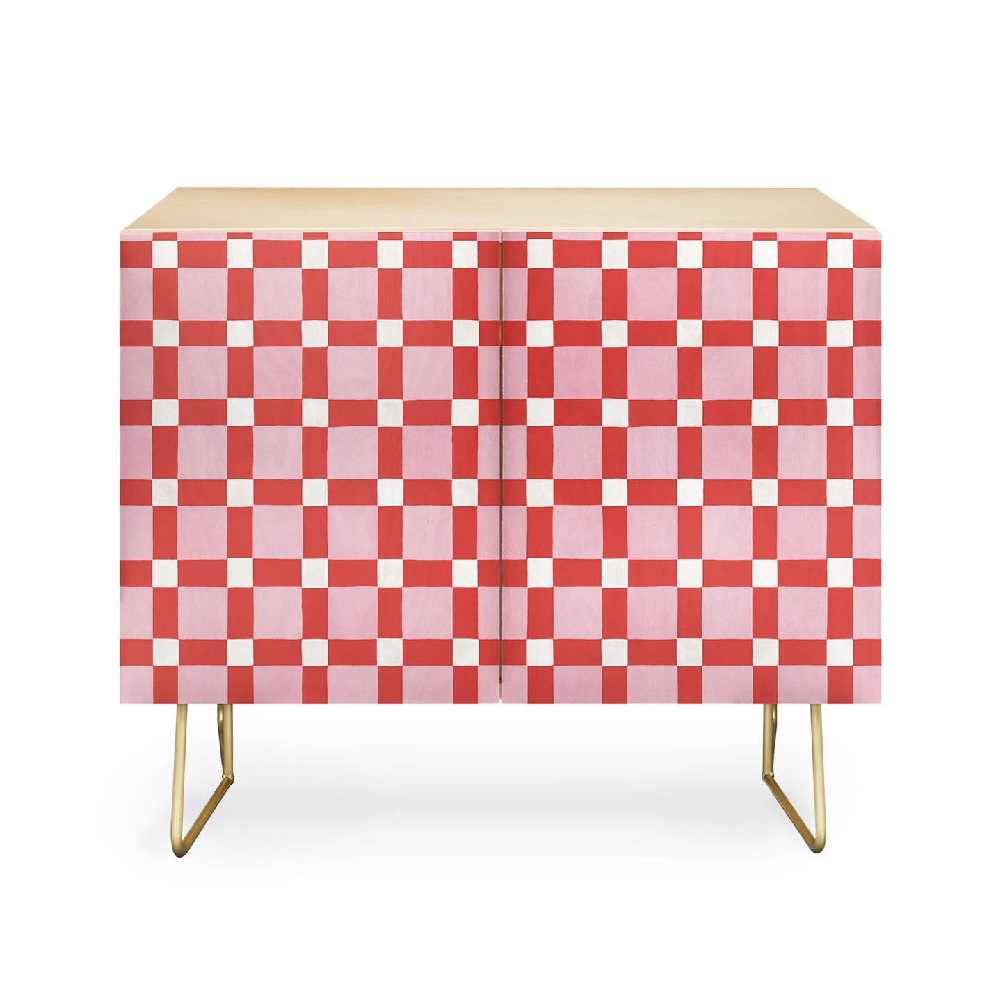 Ninola design checker pink red cabinet credenza