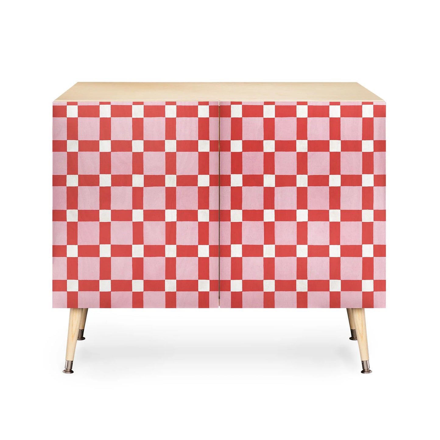 Ninola design checker pink red cabinet credenza