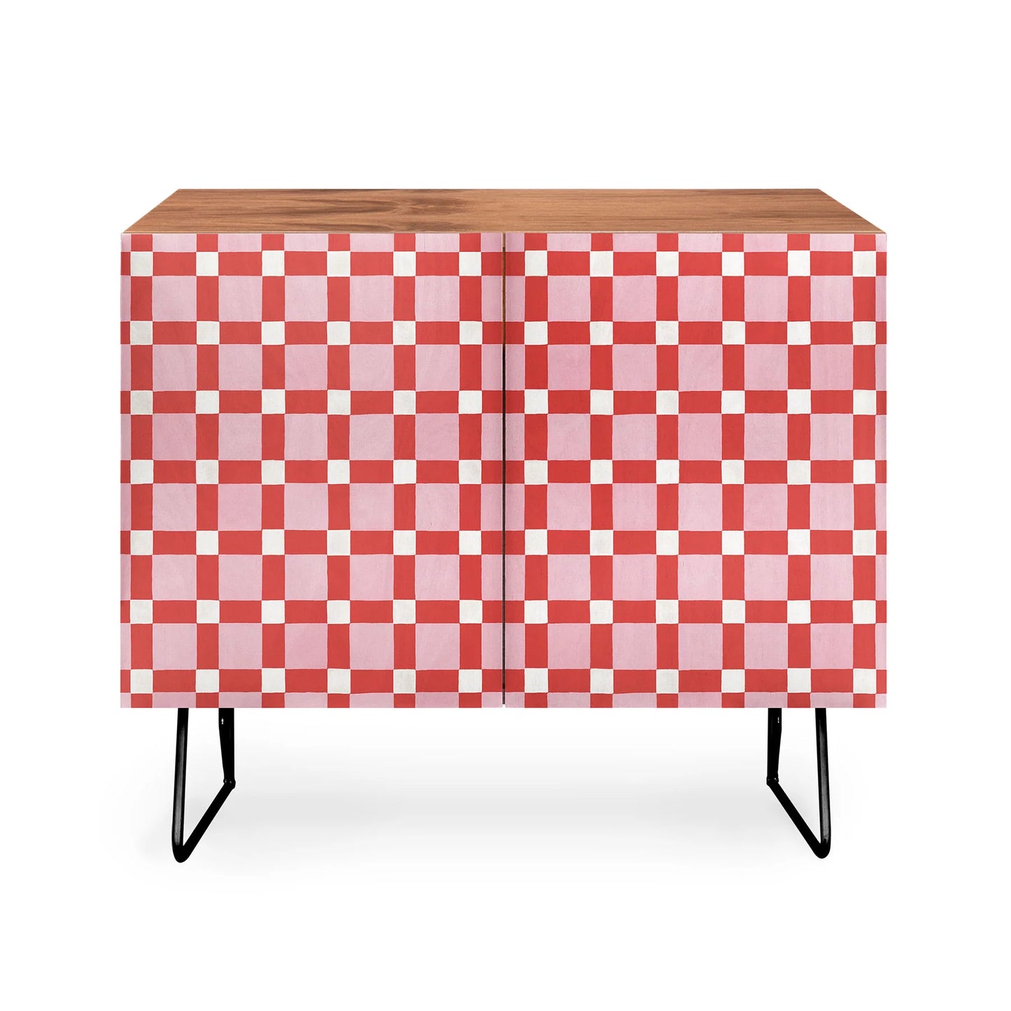 Ninola design checker pink red cabinet credenza