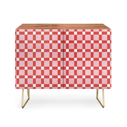 Ninola design checker pink red cabinet credenza