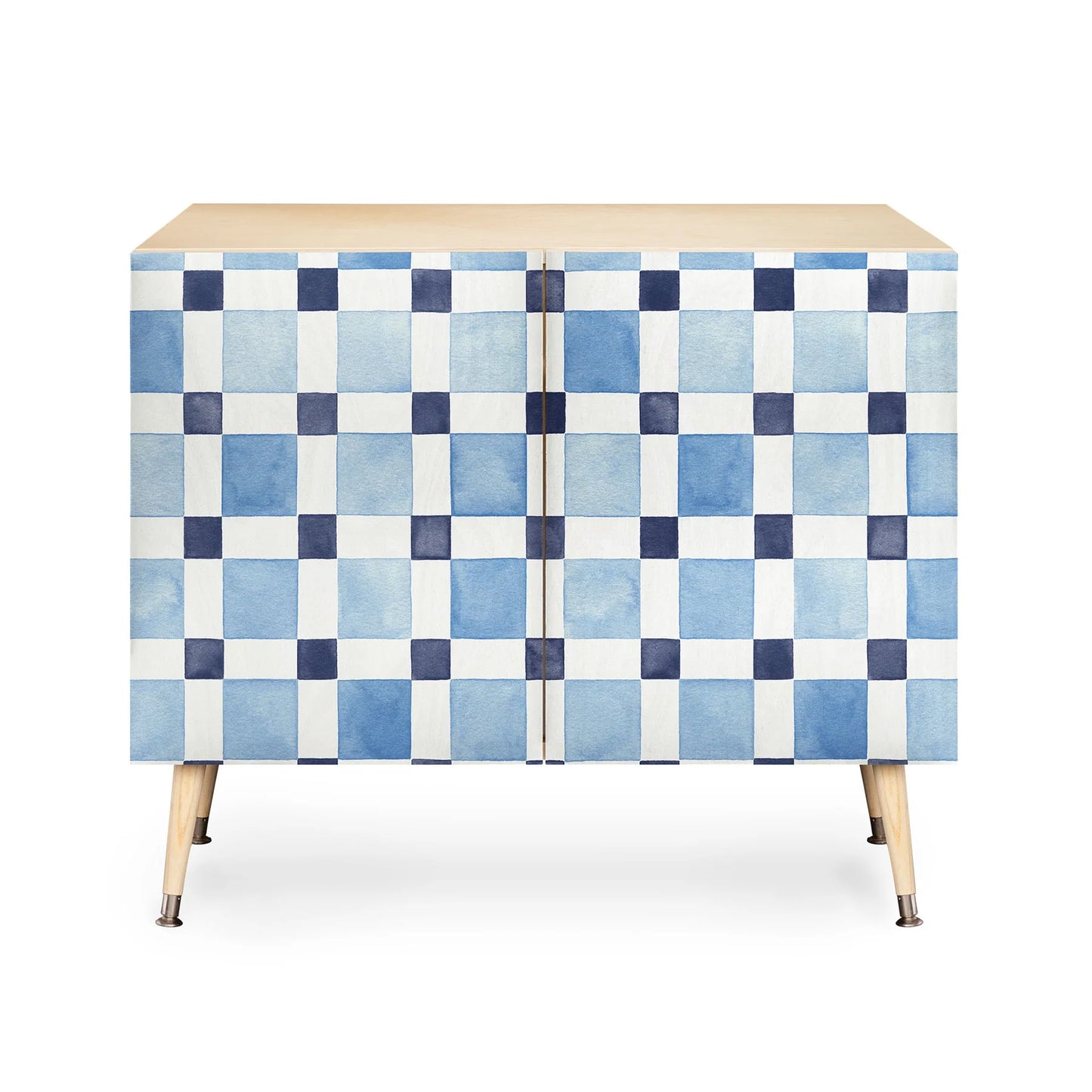 Ninola design checkerboard blue cabinet credenza