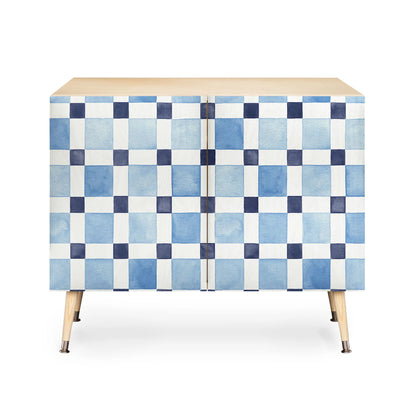 Ninola design checkerboard blue cabinet credenza