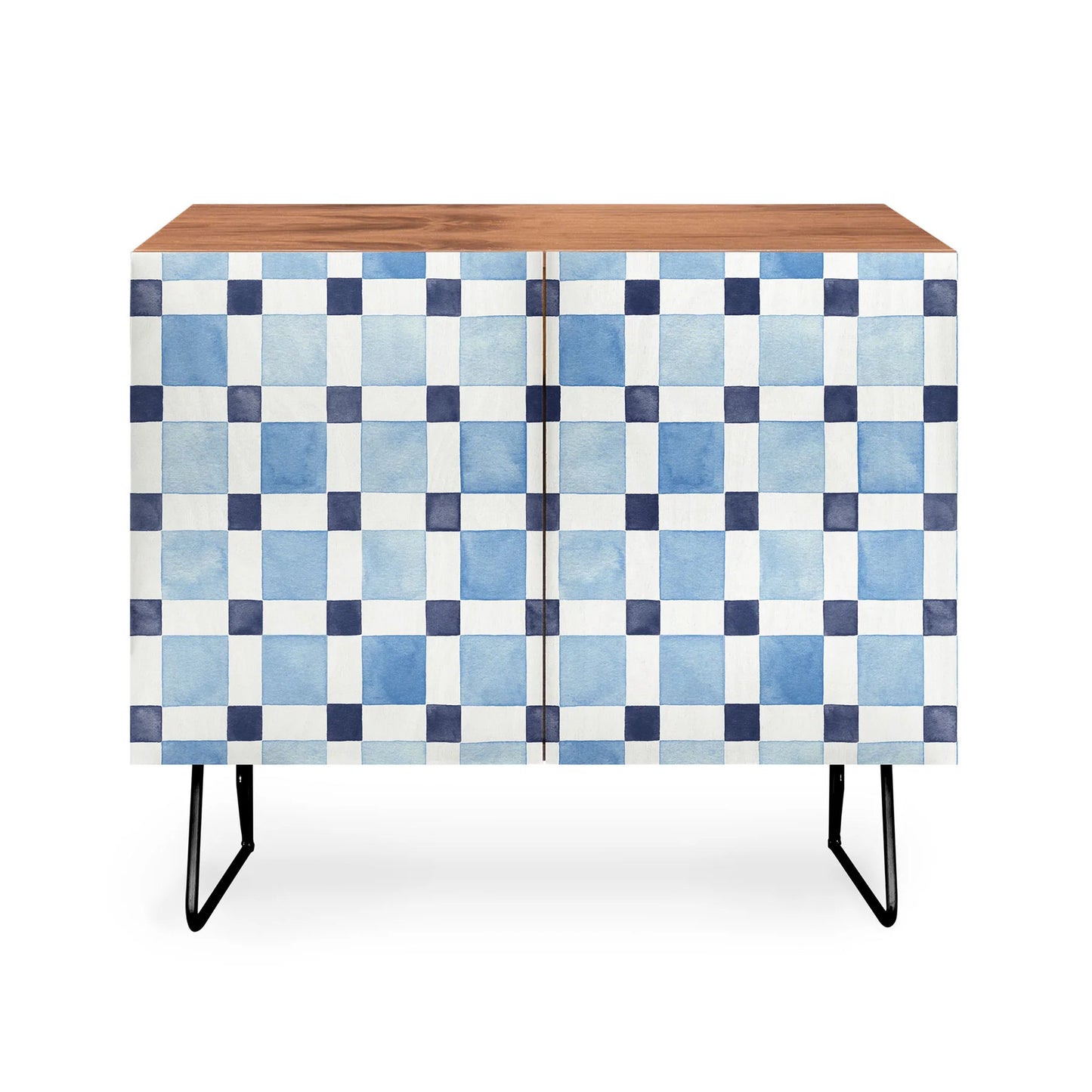 Ninola design checkerboard blue cabinet credenza