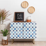 Ninola design checkerboard blue cabinet credenza