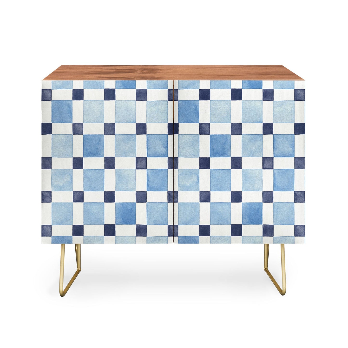 Ninola design checkerboard blue cabinet credenza