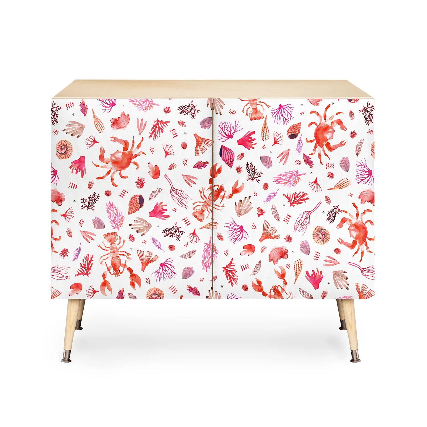 Ninola design crabs reef red cabinet credenza