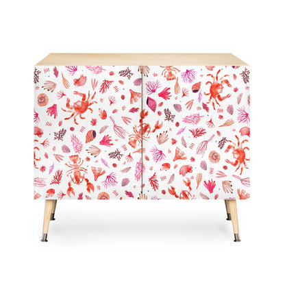 Ninola design crabs reef red cabinet credenza