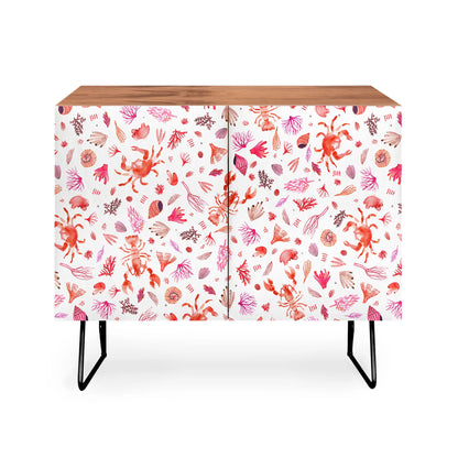 Ninola design crabs reef red cabinet credenza