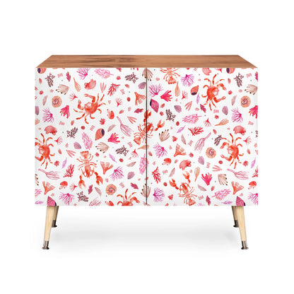 Ninola design crabs reef red cabinet credenza