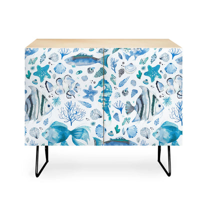 Ninola design coastal marine blue cabinet credenza