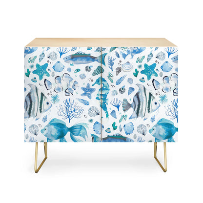 Ninola design coastal marine blue cabinet credenza
