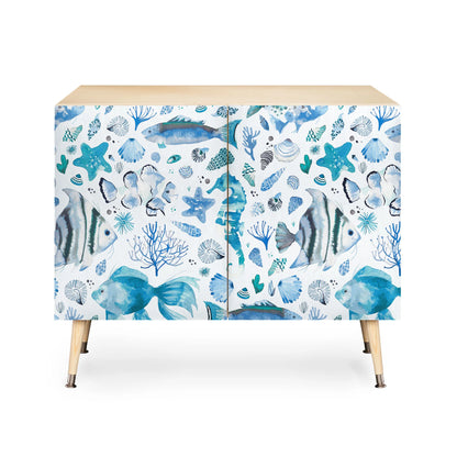 Ninola design coastal marine blue cabinet credenza