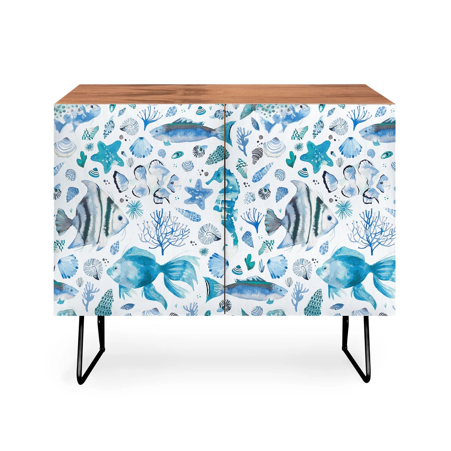 Ninola design coastal marine blue cabinet credenza