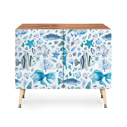 Ninola design coastal marine blue cabinet credenza