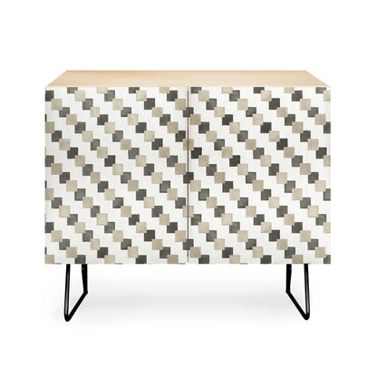 Ninola design gold brown checkered tiles cabinet credenza