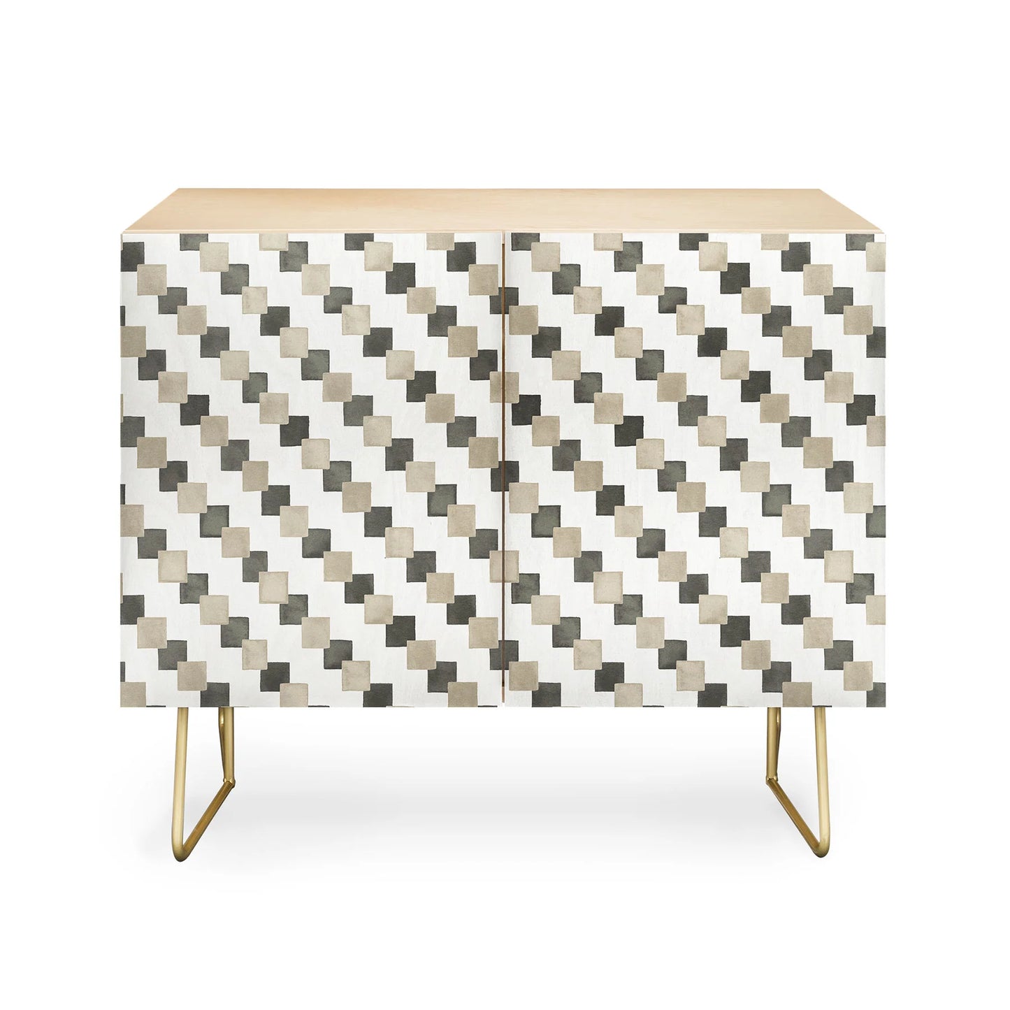 Ninola design gold brown checkered tiles cabinet credenza