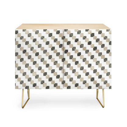 Ninola design gold brown checkered tiles cabinet credenza