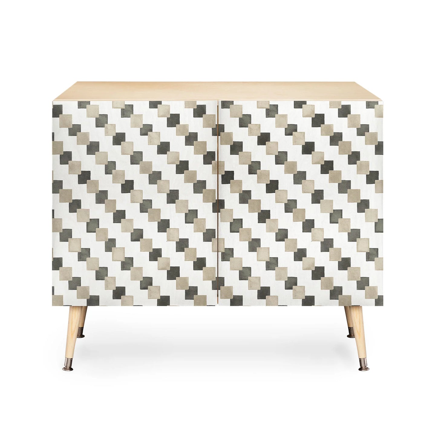 Ninola design gold brown checkered tiles cabinet credenza