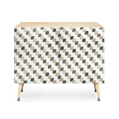 Ninola design gold brown checkered tiles cabinet credenza