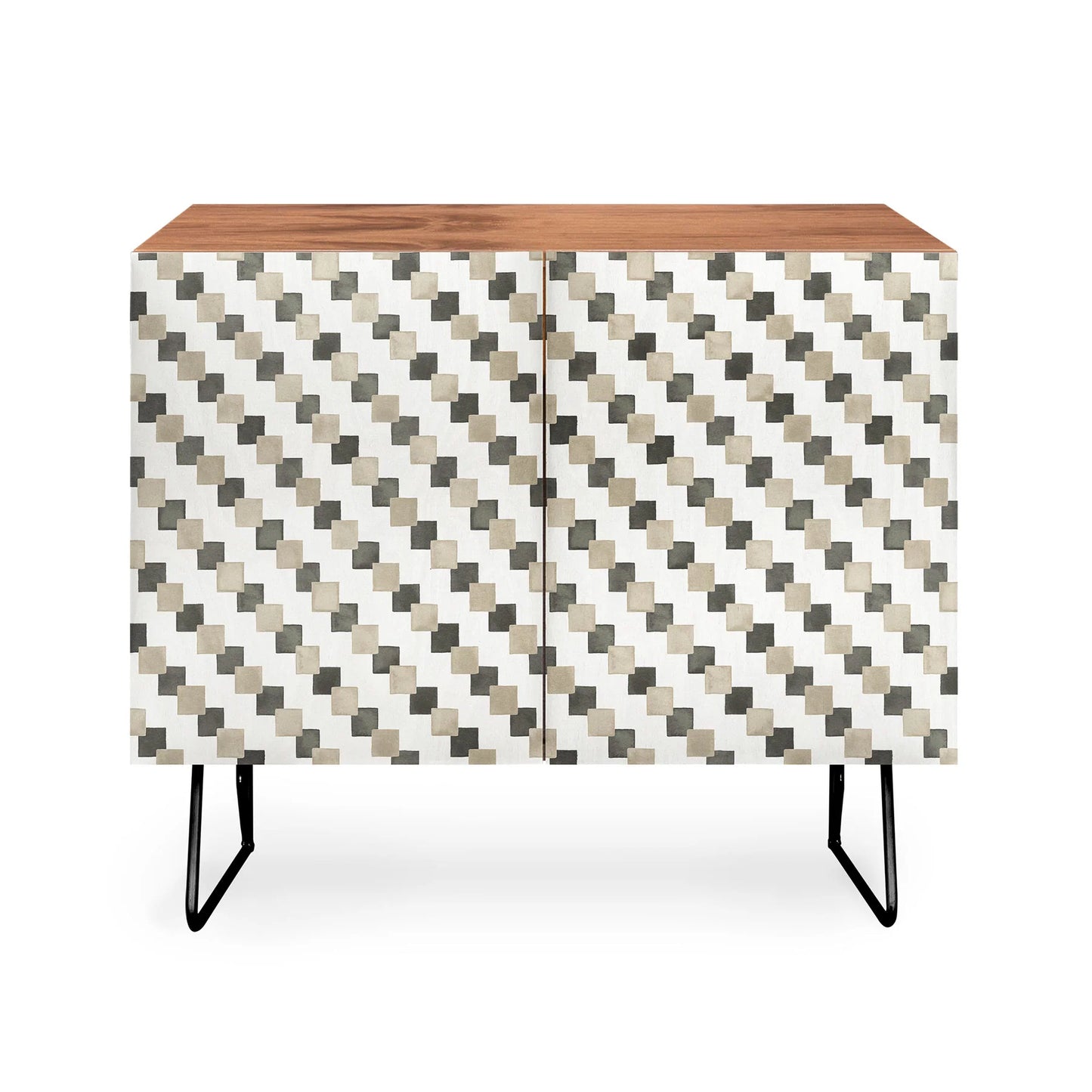 Ninola design gold brown checkered tiles cabinet credenza