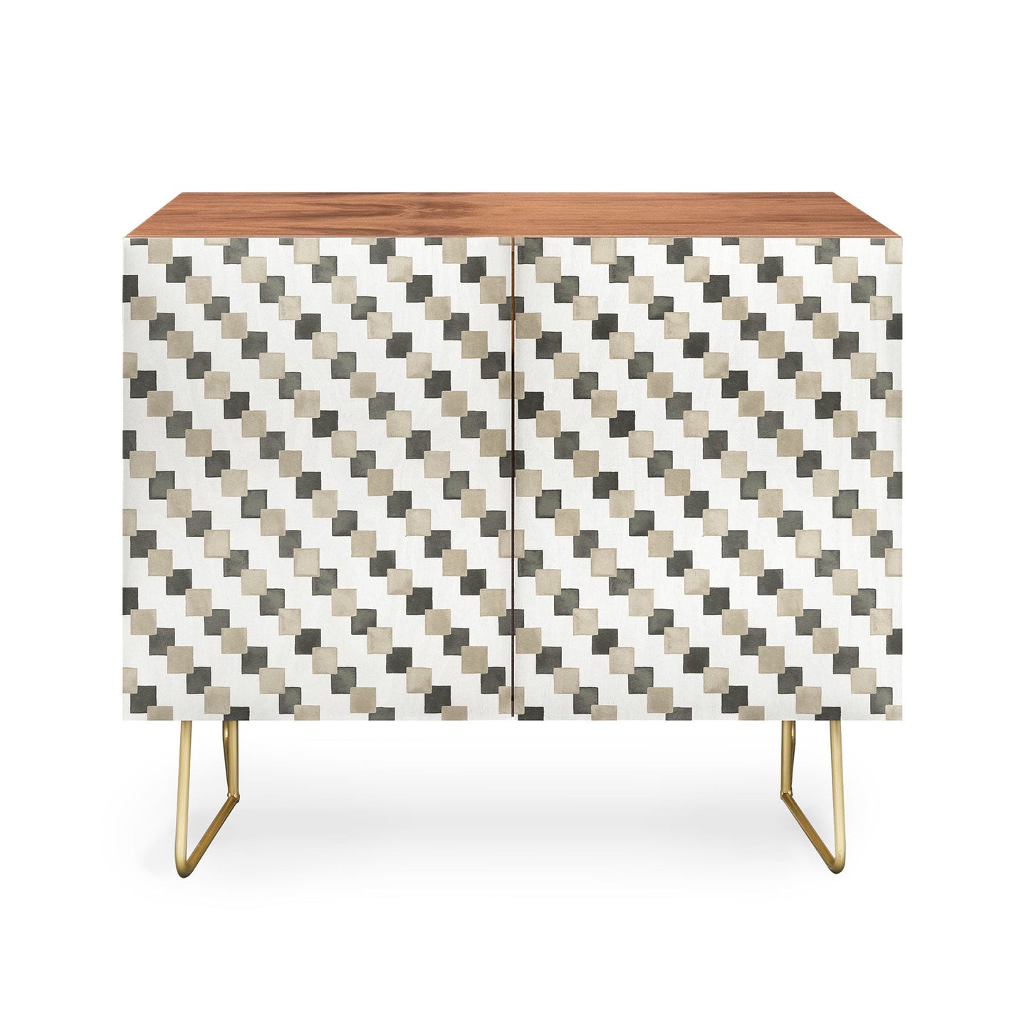 Ninola design gold brown checkered tiles cabinet credenza