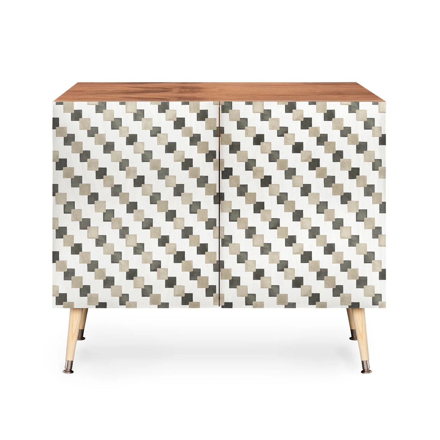 Ninola design gold brown checkered tiles cabinet credenza