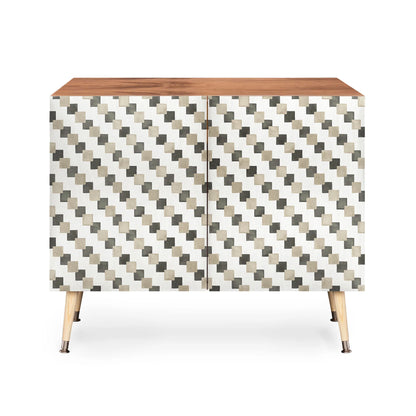 Ninola design gold brown checkered tiles cabinet credenza