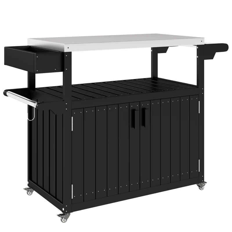 Outsunny Outdoor Bar Cart with Storage