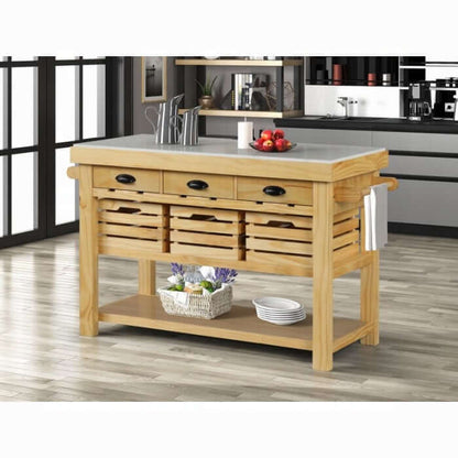 Grovaam kitchen island with storage featuring a spacious countertop and multiple storage drawers in a modern kitchen.