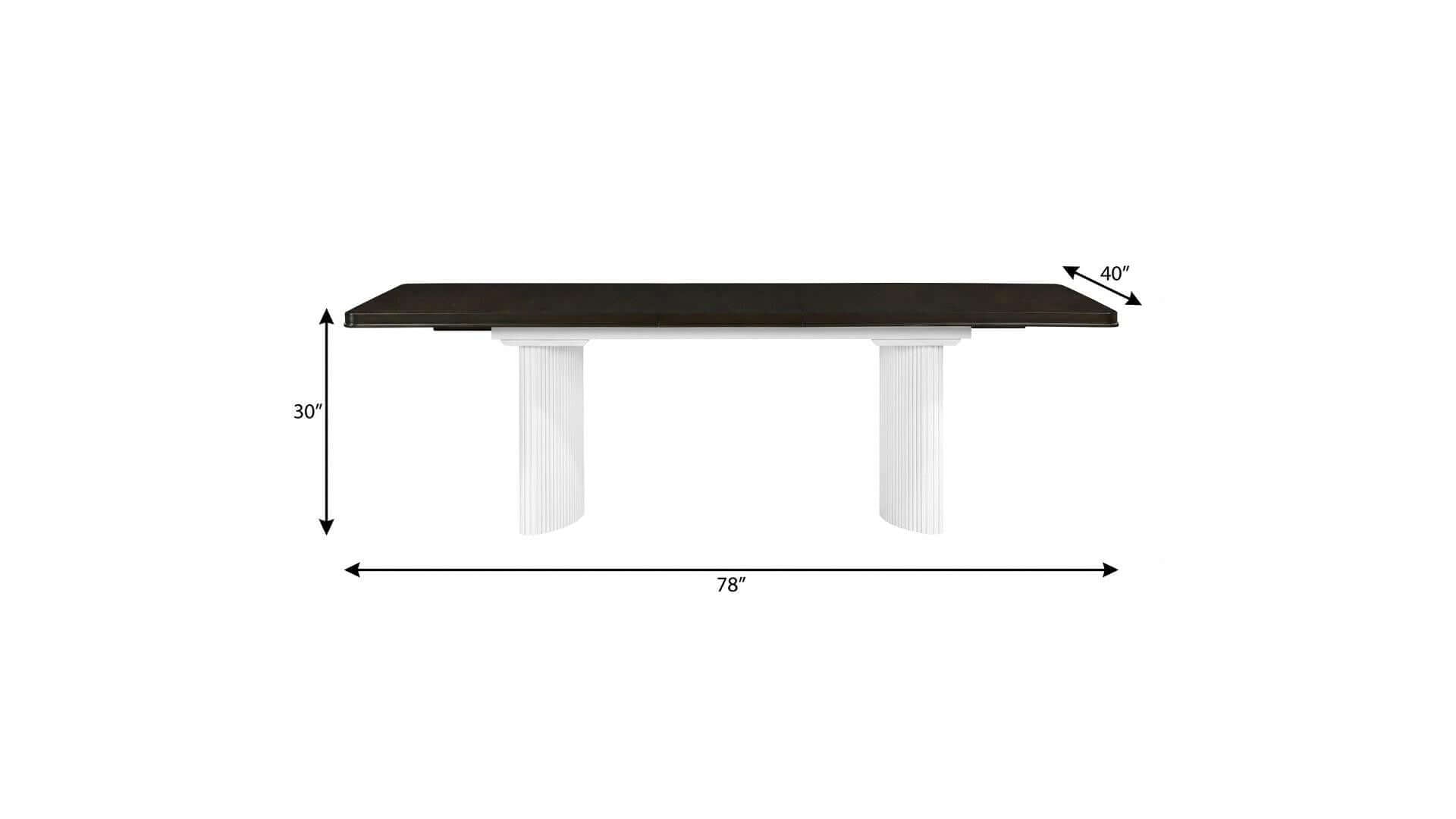 Walnut and White Wood Removable Leaf Double Pedestal Base Extendable Dining Table