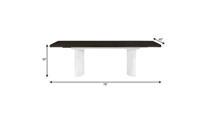 Walnut and White Wood Removable Leaf Double Pedestal Base Extendable Dining Table