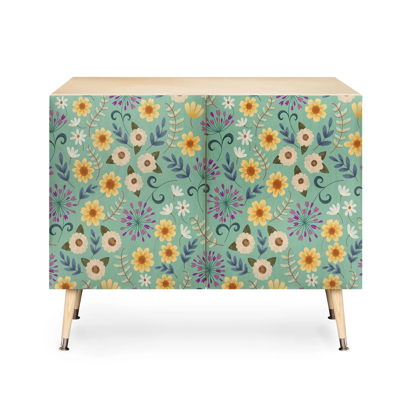 Pimlada ditsy floral blue green cabinet credenza
